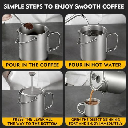 TII ZING Pure Titanium Portable Coffee Press 750ML