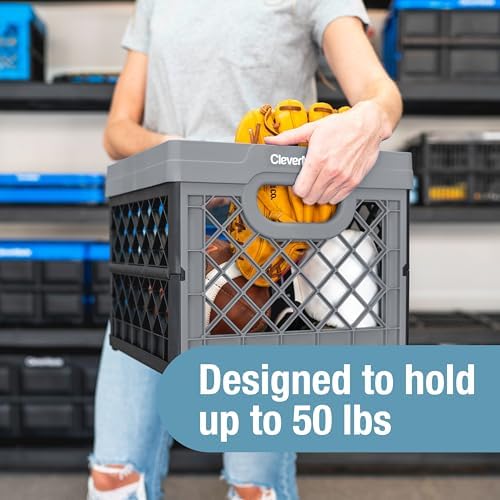 CleverMade Collapsible Milk Crate (EcoCrate) - 25L - Stone (3PK)