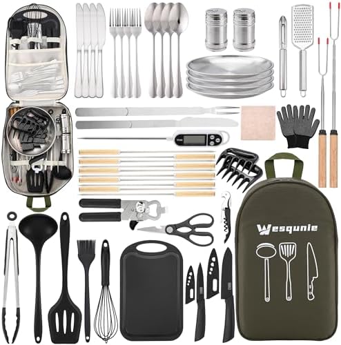 Wesqunie Camping Cooking Utensils Set, Cookware Set for Outdoor Hiking BBQ
