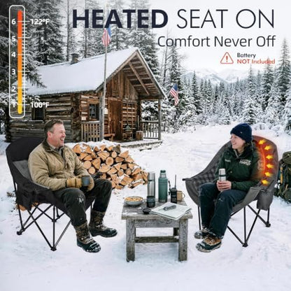 Heated Oversized Camping Chair 2 Pack - Heavy Duty Padded Outdoor Chairs