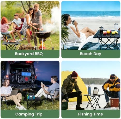 2 Pack Camping Table Foldable, Portable Folding Beach Table, Black-S