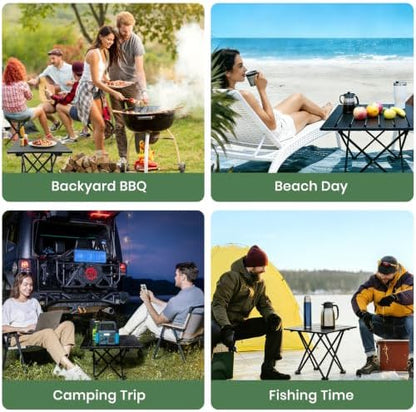 2 Pack Camping Table Foldable, Portable Folding Beach Table, Black-S