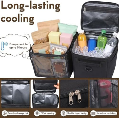 2-in-1 Cooler Organizer Insert for Bogg Bag Original/X-Large, PEVA 6H Insulated Storage Inner with Mesh Bag, Dry-Wet Separate for Camping, Beach, Picnic, Road Trips