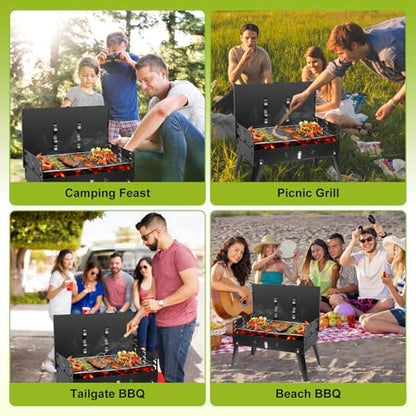 Portable Charcoal Grill, Small Grill Outdoor BBQ Suitcase with Lid