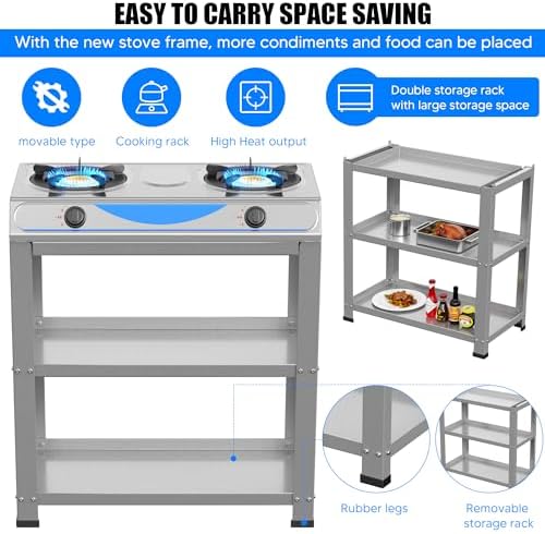 Propane Gas Stove,2 Burner Propane Burner, with Removable Leg,Auto Ignition Camping Stove,Portable Gas Stove for RV, Apartment, Outdoor