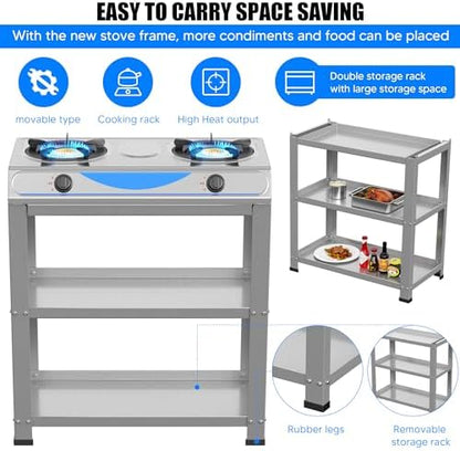 Propane Gas Stove,2 Burner Propane Burner, with Removable Leg,Auto Ignition Camping Stove,Portable Gas Stove for RV, Apartment, Outdoor