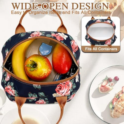 FlowFly Insulated Lunch Cooler Bag - Tote Bag Organizer for Women/Men, Rose