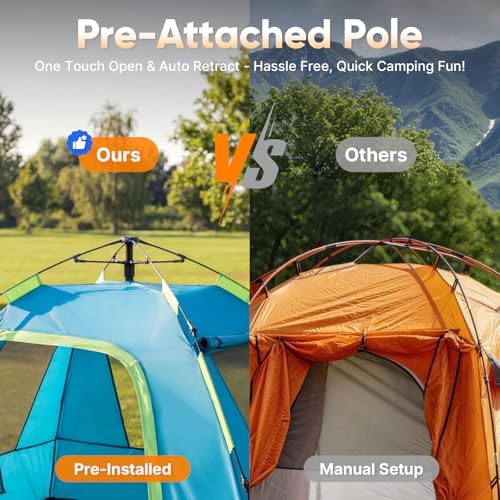 Golabs Pop Up Camping Tent for 2/3 Person, Quick Setup by Pre-Attached Pole