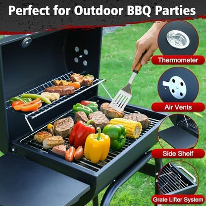 Barrel Barbecue Charcoal Grill: Premium Spacious Outdoor BBQ Grill