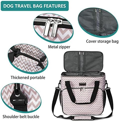 BAGLHER Dog Travel Bag, Pet Travel Bag (ALL Pet Travel Supplies), With 2 Pet Food Containers and 2 Collapsible Silicone Bowls; Essential Kits for Travel BLW