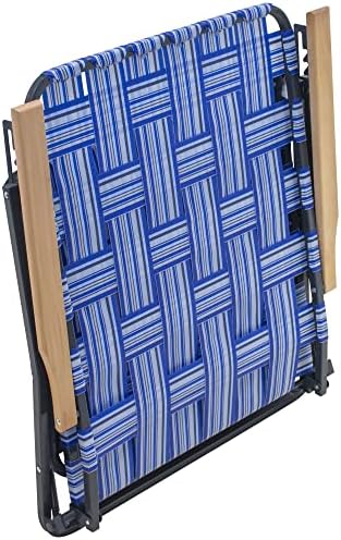 Camp & GO Steel Folding Grey Outdoor Patio/Camping Chair with Blue Woven Fabric and Arm Rests (Pack of 2)