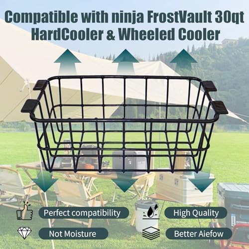 Cooler Basket for Ninja FrostVault 30qt Hard Cooler & Wheeled Coolers, Stainless Steel Storage Dry-Goods Baskets, Coolers Accessories - Camping Trips -Keep Food Dry & Organized.