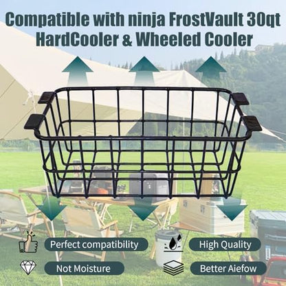 Cooler Basket for Ninja FrostVault 30qt Hard Cooler & Wheeled Coolers, Stainless Steel Storage Dry-Goods Baskets, Coolers Accessories - Camping Trips -Keep Food Dry & Organized.