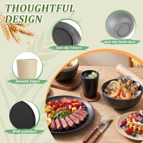 PYRMONT 40 Pcs Wheat Straw Dinnerware Sets Unbreakable Dishes Set for 8