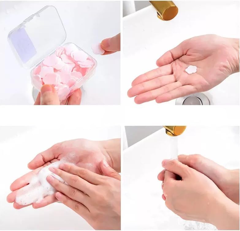 3 Boxes 300Pcs Portable Hand Washing Soap Sheets, Different Scented Mini Petal Hand Wash Soap Sheets, Disposable Soluble Soap for Outdoor Travel, Camping, Hiking