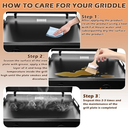 New Upgrade 28 Inch Griddle Replacement Top for Blackstone 28" Flat Top Grill 1803 1924 1883 1853, Gas Griddle Replacement Parts Top with Rear Grease System for Most Blackstone 28" Flat Top Grill