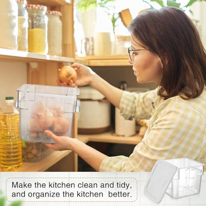 FoldTier 2 Pcs Square Food Storage Containers, White, 6 Qt