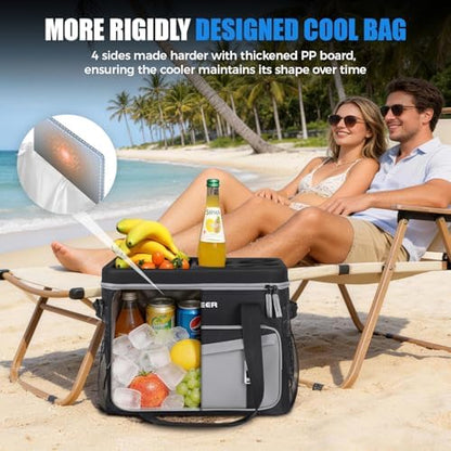 INSMEER Collapsible Cooler with Hard Shell & 4 Cup Holders - 55 Cans