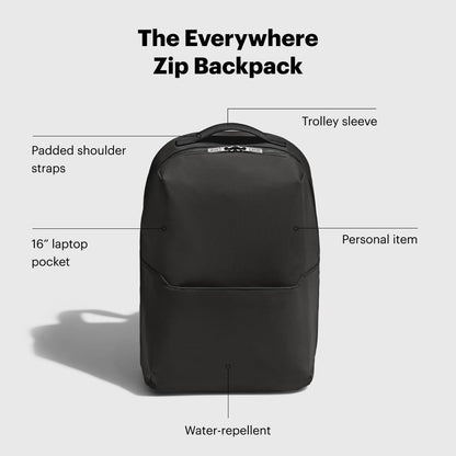 Away Everywhere Zip Backpack, Travel Backpack with Laptop Sleeve, Lightweight & Durable, Travel Essentials, Jet Black