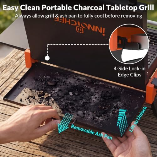 Portable Charcoal Grill, Foldable Tabletop BBQ Grill for 2-4 People
