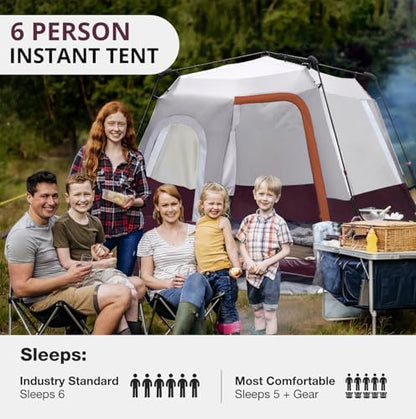 CAMEL CROWN 4/6 Person Instant Cabin Tent, Pop Up Windproof Tents for Camping, 60-Second Setup Family Tent with Carry Bag for Outdoor Hiking