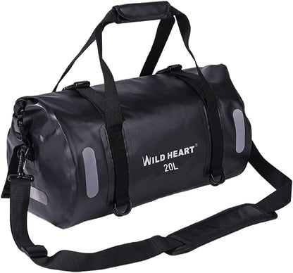 WILD HEART Waterproof Bag Duffel Bag 20L 30L 40L with Welded Seams Shoulder Straps, Mesh Pocket for Kayaking, Camping, Boating,Bicycle,Motorcycle