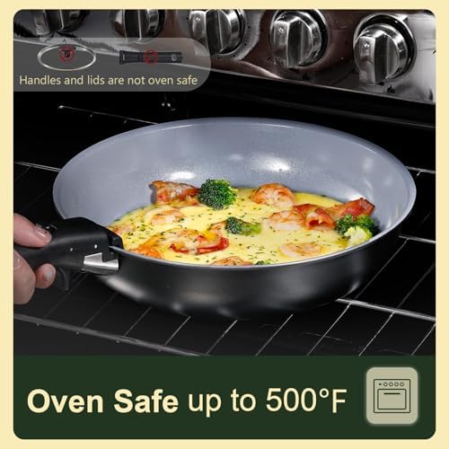 CAROTE 19pcs Ceramic Cookware Set Detachable Handle,Pots and Pans Non Stick