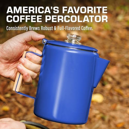 COLETTI Bozeman Color Series Percolator Coffee Pot — Camping Coffee Makers — Camping’s Favorite Percolator – NO Aluminum or Plastic (Blue, 9 Cup)