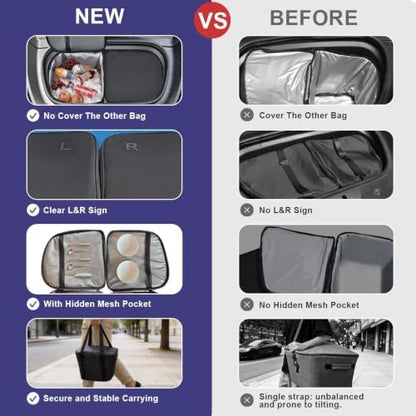 Frunk Cooler Organizer for Tesla Model Y 2020-2026, Insulated Waterproof Front Trunk Storage Bag with Hidden Pocket, 2-Pack Black