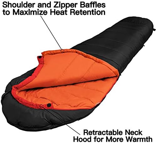 Bessport Mummy Sleeping Bag | 15-45 ℉ Extreme 3-4 Season Sleeping Bag for Adults Cold Weather– Warm and Washable, for Hiking Traveling & Outdoor Activities