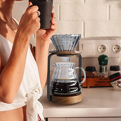 SOTECH Pour Over Coffee Maker Set with Dripper Stand Coffee Filters Paper Coffee Grinder Gift for Coffee Lovers