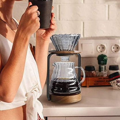 SOTECH Pour Over Coffee Maker Set with Dripper Stand Coffee Filters Paper Coffee Grinder Gift for Coffee Lovers