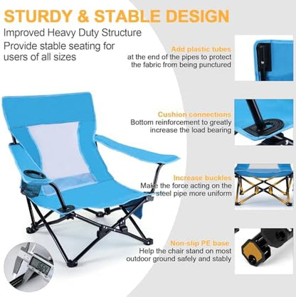 Joyfair Beach Camping Chair (2 Pack), Folding Chair for Adults (Blue)