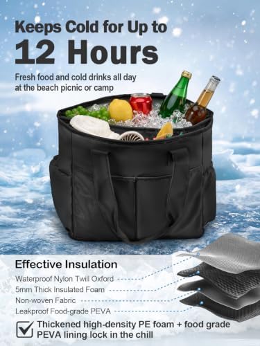Odoland 2-in-1 Beach Cooler Bag-24 Can + 13L Dry Storage 12H Insulated