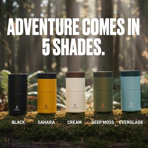 VSSL - Nest Pour Over Coffee Set | Coffee Maker for Camping | All-In-One Travel Pour Over | Transportable Dripper, 10oz Stainless Steel Travel Mug | Compact Storage & Adventure Ready | Sahara