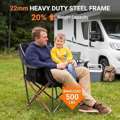 2 Pack Oversized Camping Chair Heavy Duty Padded Lawn chair Support 500 lbs