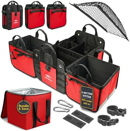 5-Section Trunk Organizer with Cooler, Extra Large, Red