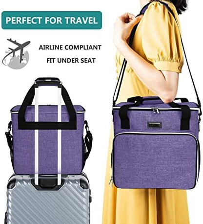 BAGLHER Dog Travel Bag, Pet Travel Bag (ALL Pet Travel Supplies), With 2 Pet Food Containers and 2 Collapsible Silicone Bowls; Essential Kits for Pet Travel Purple