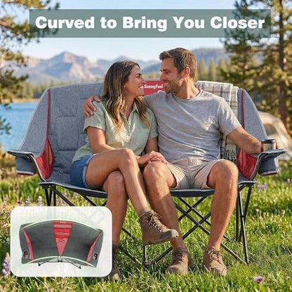 SUNNYFEEL Folding Double Camping Chair Oversized Loveseat for Adults