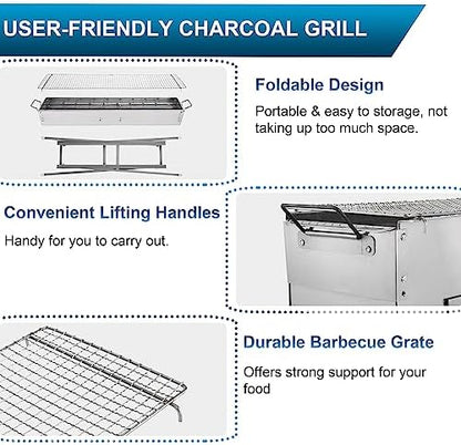IRONWALLS Portable Charcoal Grills Outdoor with Stand 32"(L) x8"(W) x32"(H)