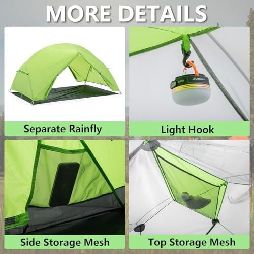 BISINNA Backpacking 2 Person Tent Lightweight 3 Season Camping Tent