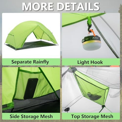 BISINNA Backpacking 2 Person Tent Lightweight 3 Season Camping Tent