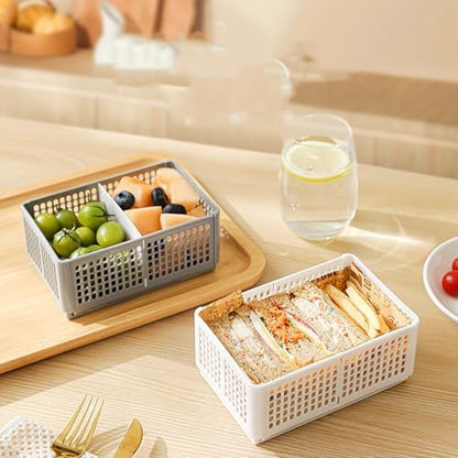 Stackable Food Storage Container Ventilated Lid for Freshing Easy Fold Outdoor Activities Sturdy Kitchen Organizers Food Box with Microwaveable