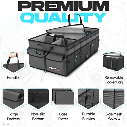 FORTEM Trunk Organizer - Foldable Car Organizer with Cooler for SUV, Trucks