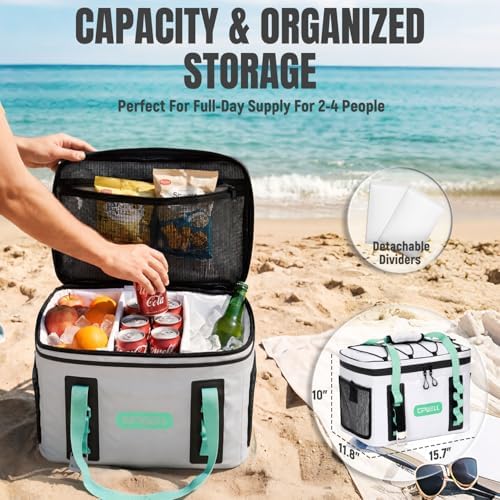UPWELL Paddle Board Accessories, Waterproof SUP Cooler Bag with TPU Zipper, PVC Dry Bag, 42 Cans Surf Kayak Cooler