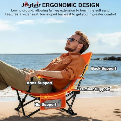 Joyfair Beach Camping Chair (2 Pack), Folding Chair for Adults (Orange)