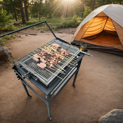 Flip Charcoal Grill, 360° Rotating BBQ for Outdoor Camping