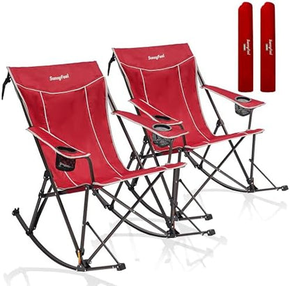 SUNNYFEEL 2 Pack Oversized Folding Rocking Camping Chair 500lbs