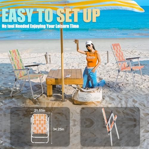Outvita Webbed Lawn Chairs Set of 2, Easy Open & Lightweight Orange