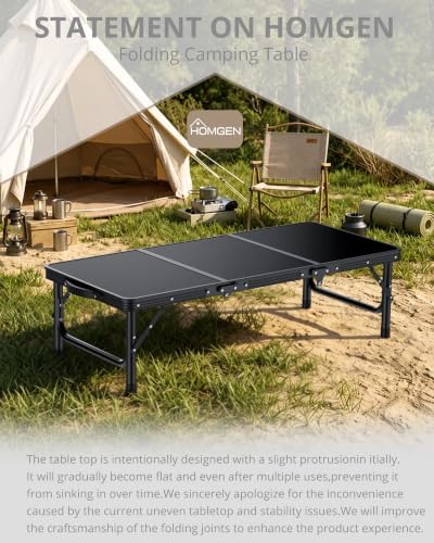 HOMGEN Stable Tri-Foldable Camping Small Table-Up to 66lbs Capacity